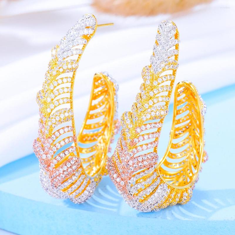 

Hoop Earrings Kellybola Prong Setting CZ Stones Super Big For Women Bridal Wedding Party Jewelry Design Fashion Gift