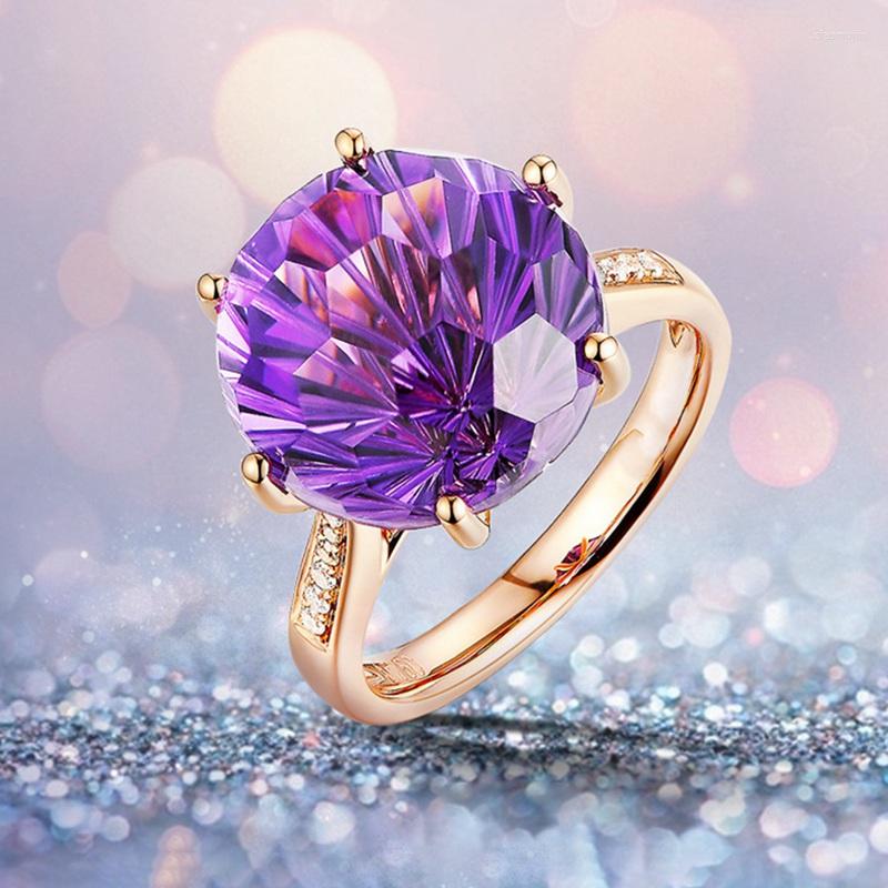

Wedding Rings Fashion Charming Women Party Jewelry Purple & White CZ Silver Color Ring Size Adjustable
