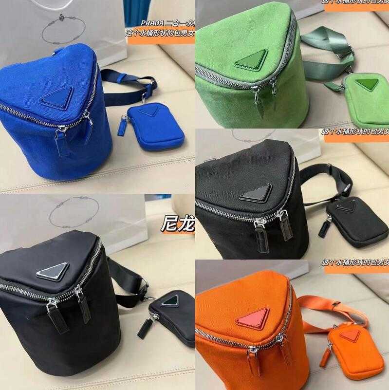 

Women Designer Bucket Shoulder Purse Bags Quality Nylon Canvas Crossbody Letter p Brand Fashion Luxury Messenger Zipper, Black(nylon )