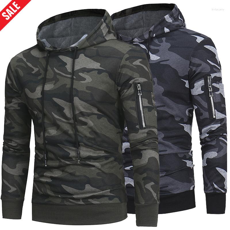

Men's Hoodies Autumn Mens Camouflage Long Sleeve Outdoor Streetwear Hooded Male Clothing Fashion Sweatshirts Men Pullover, Camouflage gray