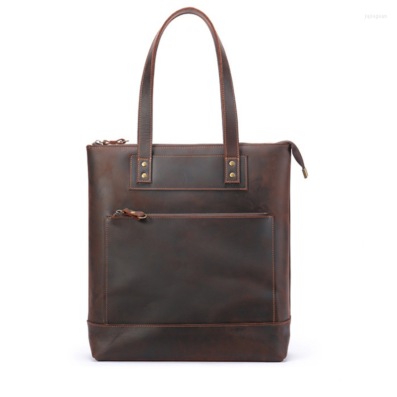 

Briefcases Fashion Messenger Shoulder Bags Men Genuine Leather Briefcase Office Bag Business Work For Tablet Handbag Male Female Portafolio, Dark brown