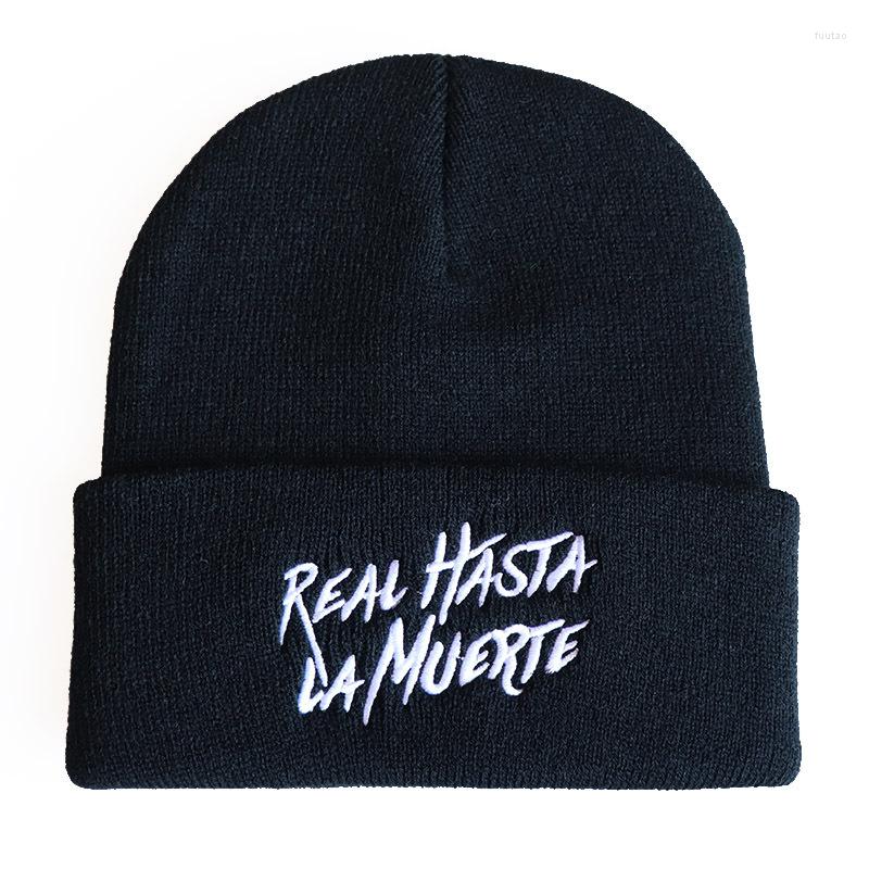 

Berets Anuel Beanies Cap For Men Women Real Hasta La Muerte Embroidery Knitted Hat Hip Hop Bonnet, 04
