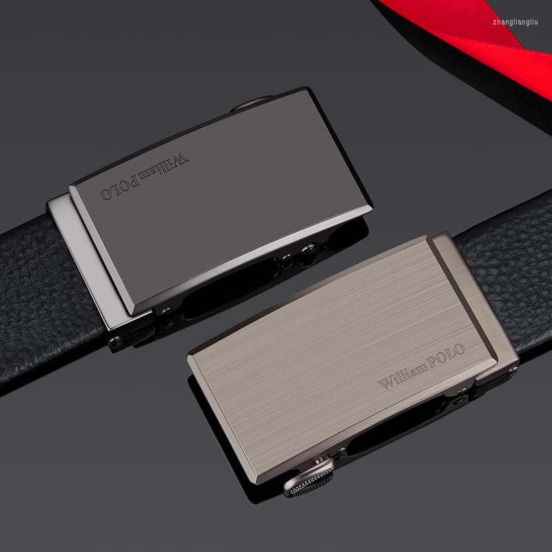 

Belts Men's Leather Belt Fashion Automatic Buckle Simple Business BeltBelts, Silver