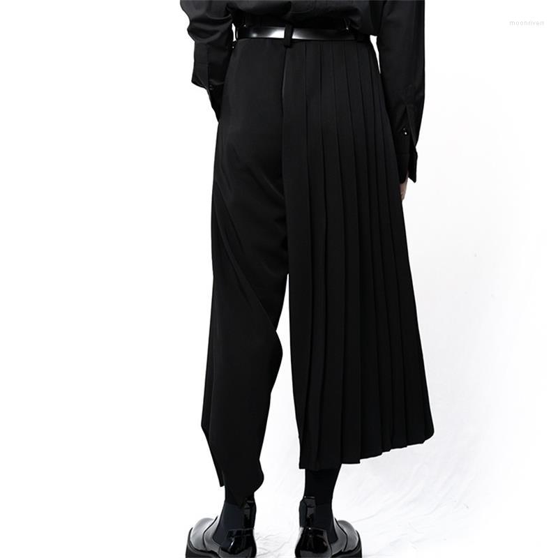 

Men' Pants Men' Yamamoto Style Casual Trousers Wide-leg Culottes Irregular Asymmetrical Structure Dark Super-loose, Black