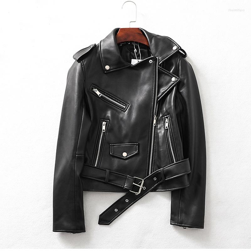 

Women' Leather Musim Gugur Kulit Faux Hitam Jaket Wanita Kerah Pendek Pu Lembut Mantel Zipper Moto Biker Lebih Tahan Dr, Beige
