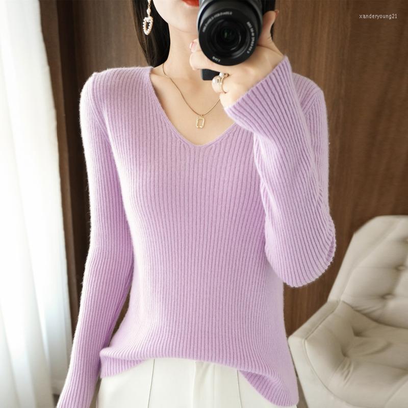 

Women' Sweaters Ladies Sweater 2022 Fall/winter V-neck Pullover Casual Knit Top Korean Fashion Long-sleeved Female Jacket Plus Size, Green