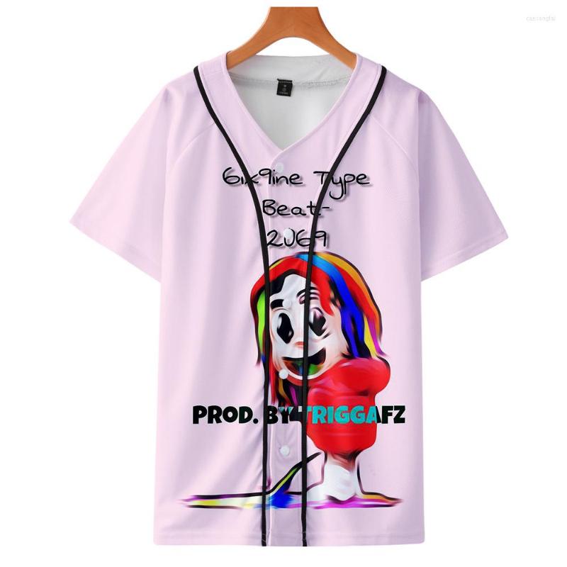 

Men's T Shirts Fashion 6IX9INE 3D Baseball T-shirt Cool Harajuku Tee Shirt Hipster Kpop Tshirt V-neck Tops Casual Streetwear Brand, 3dbq-42