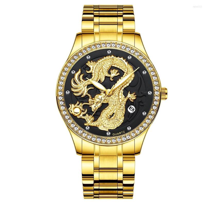 

Wristwatches FNGEEN Mens Luxury Golden Wristwatch Waterproof Automatic Mechanical Watches Dragon Diamond Clock Gift, S666-2