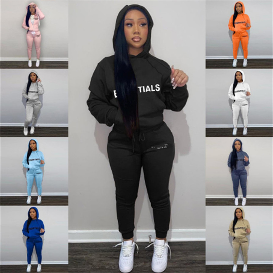

2022 Designer Tracksuits Women Long Sleeve Two Piece Sets Casual Hooded Sweatshirt Pants Outfits Jogging Sport Suit Fashion Letter Print Sportswear K10437, Yellow