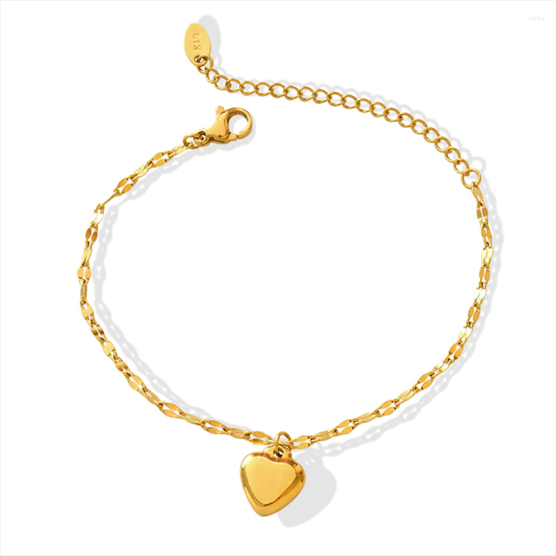 

Link Bracelets Stainless Steel Minimalist Heart Women Ladies Gold Bracelet Bangle Gift For Him