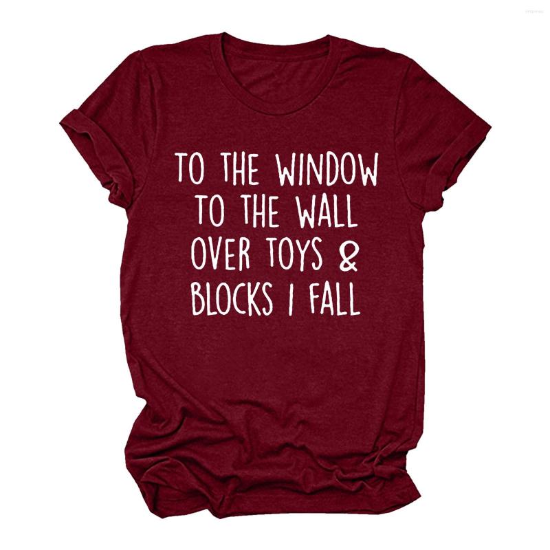 

Women's T Shirts Long Sleeve Tee Shirt Women Casual Top Letter Printed Short O-Neck Blouse Loose T-Shirt Fashion Blank, Wine