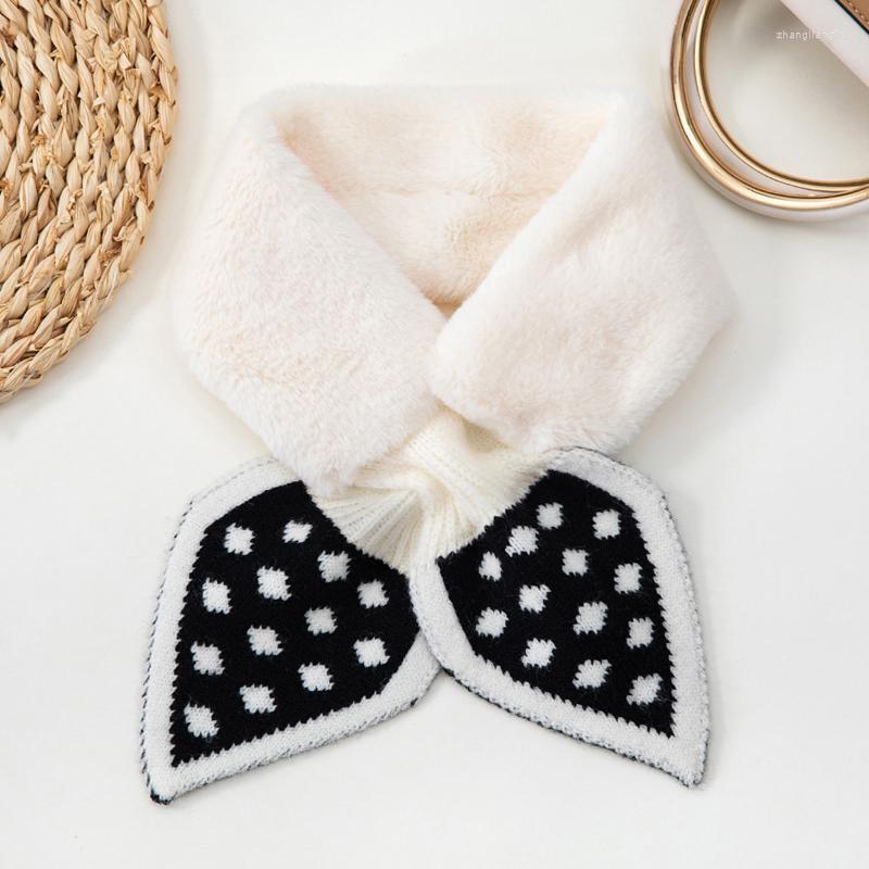 

Berets Women's Design Knitted Scarf Neckerchief Women Fashion Thick Warm Faux Fur Neck Collar Scarves For LadiesBerets BeretsBerets Bere, White