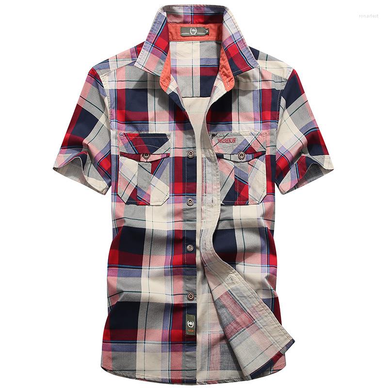 

Men' Casual Shirts Brand Summer Shirt Men Military Short Sleeve Turn Down Collar Mens Camisas Hombre Blusa Masculina -4XL, Red