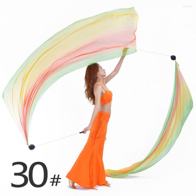 

Stage Wear 1pair 2pcs Multi-color Belly Dancing Imitation Silk Veil Poi 200x70cm 31 Colors Available, Picture shown