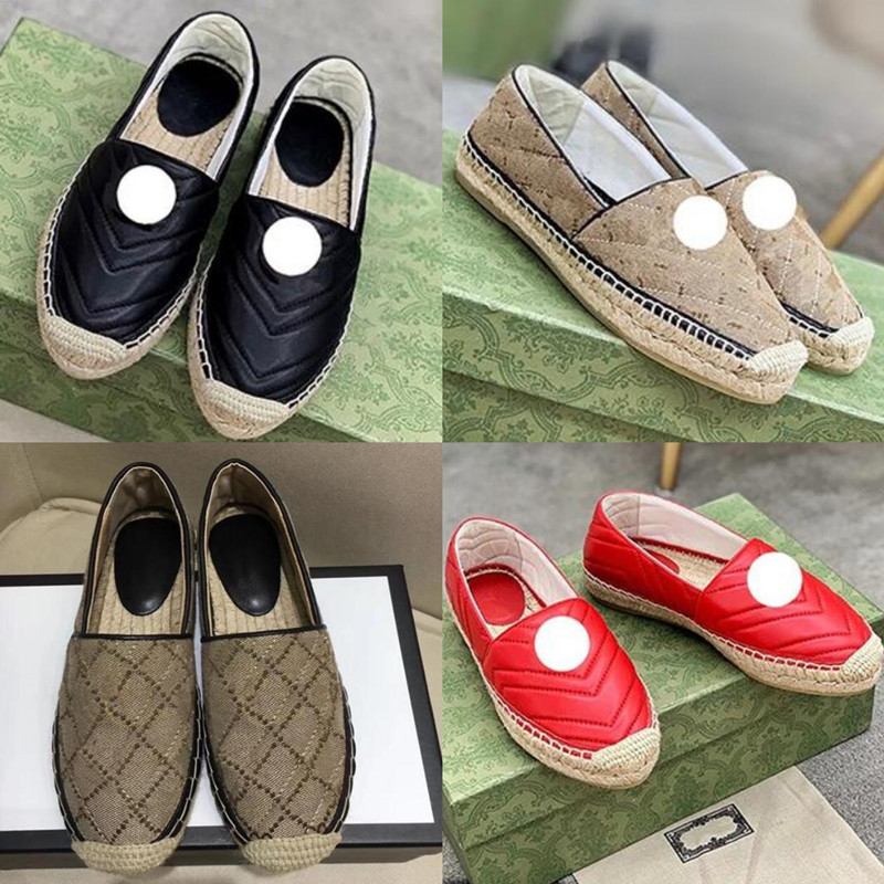 

Loafers Shoes Trainers Top Luxury Gold-Toned Slip-On Canvas Flat Lady Leather White Black Red Comfort Walking Women Espadrilles Real Lambskin