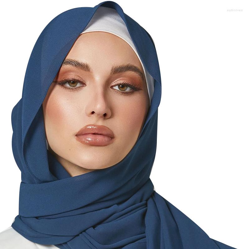 

Scarves Muslim Bubble Chiffon Hijab Scarf Women Solid Color Soft Shawls Maxi Georgette Islamic Turban Wrap Women's