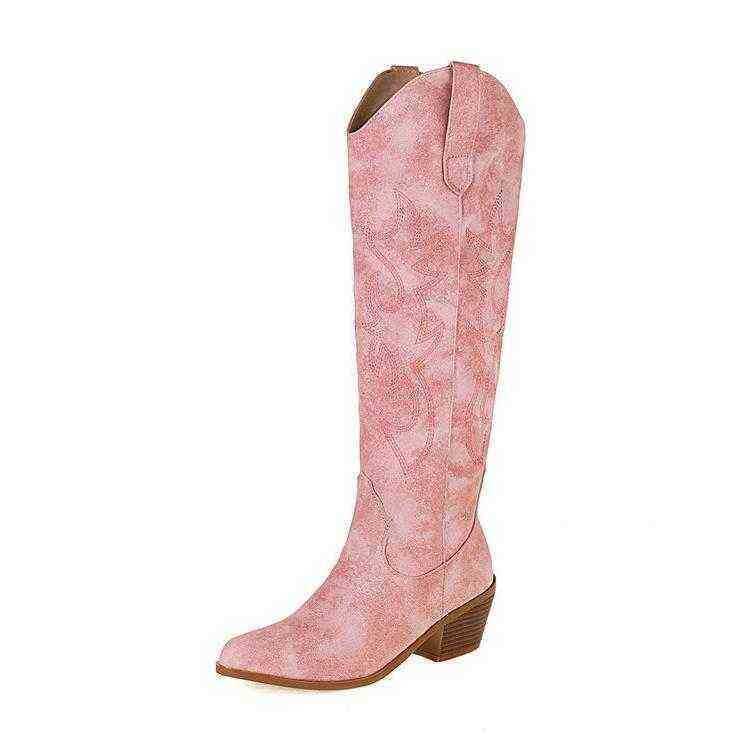 

Women Boots 2022v Mouth Western Cowboy Boot 's High Heeled Pointed Knight Are Below the Knee and Long Thin Tall 07091011, White / single