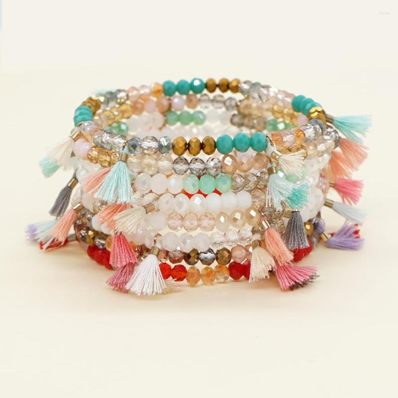 

Charm Bracelets Irregular Crystals Chakras Stone Bracelet Beads Chips Jewelry Green Clear With Tassel