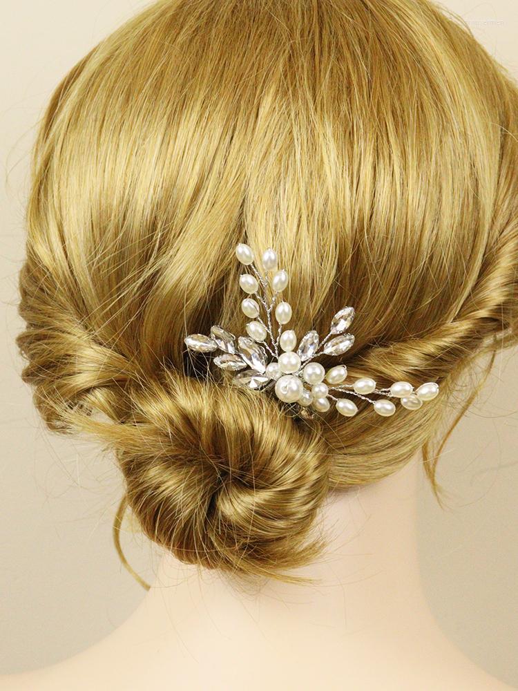 

Headpieces Silver Bride Hairpins Party Women And Girls Pearls Rhinestones Hair Clips Jewelry Wedding Bridal AccessoriesHeadpieces