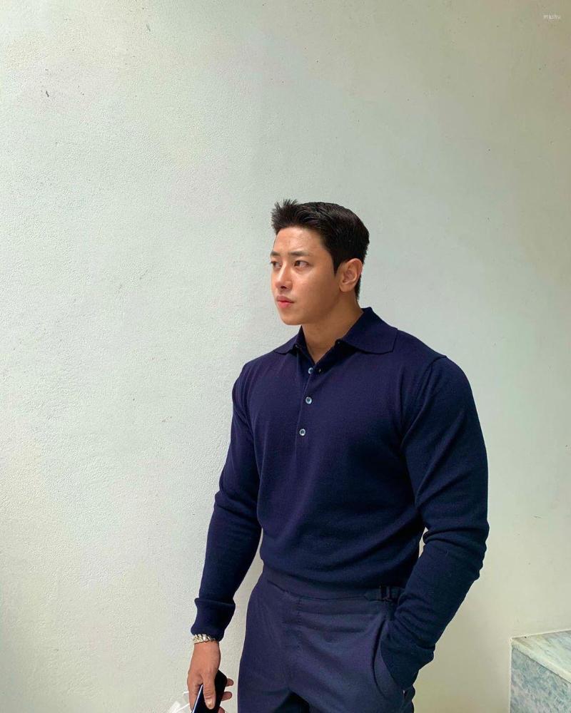 

Men's T Shirts Autumn Men Polo Shirt Brand Clothing Stretch Cotton Business Fashion Male Long Sleeve Breathable, Red wine