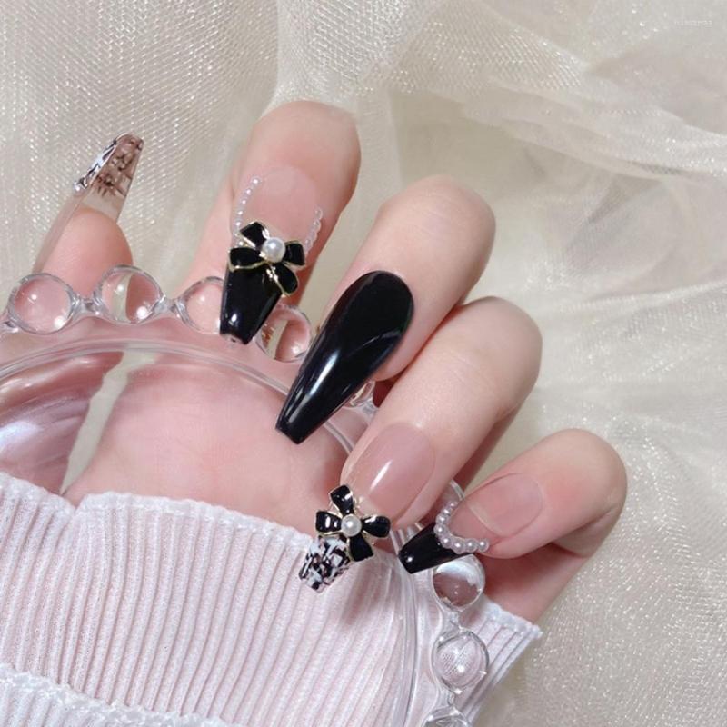 

Nail Art Decorations 5Pcs Fingernail Charms Stylish Fashion Black White Bow-knot 3D Manicure Decors Metal
