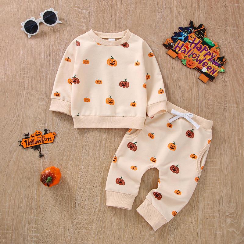 

Clothing Sets FOCUSNORM Toddler Baby Boys Girls Halloween Clothes Set 2pcs Cartoon Pumpkin Print Long Sleeve Sweatshirt Tops Pants, Picture shown