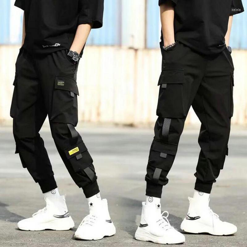 

Men's Pants 2022 Autumn Harem Hip Hop Joggers Men Multi-pocket Ribbons Sweatpants Streetwear Casual Loose Male, Black
