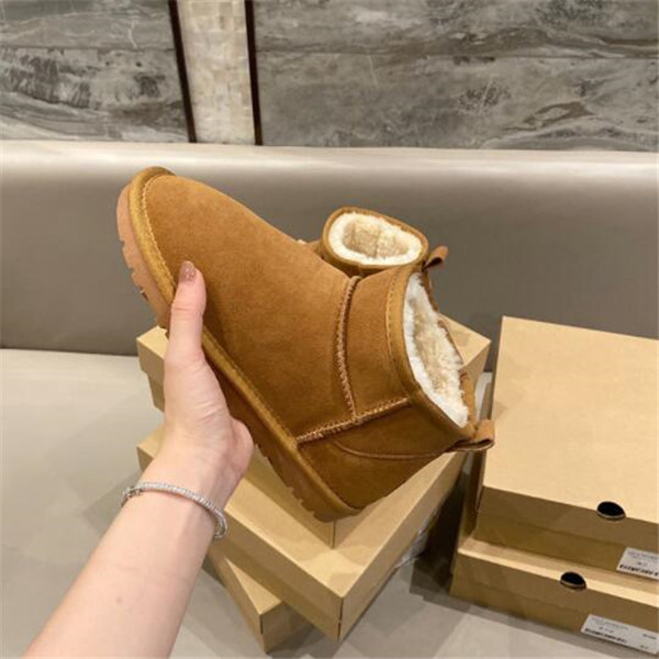 

2022 Warm Boots Mini Snow Boot Ankle Bootss Australian Classic Winter Full Fur Fluffy Furry Satin Usa Gs 585401 Women 'S Slippers Us3-14, Chestnut