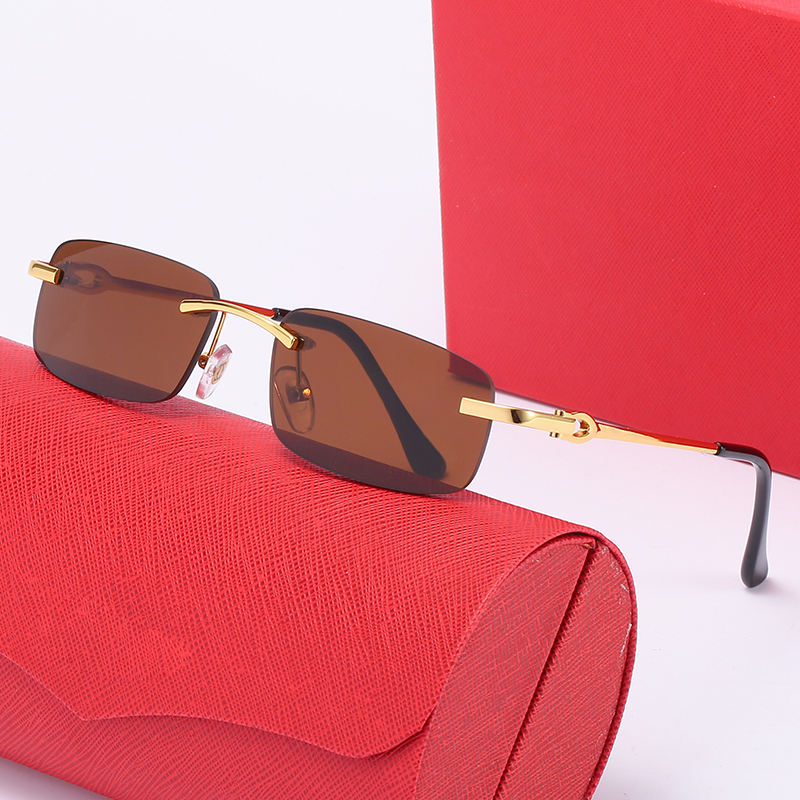 

mens womens sunglasses lunette Gold silver Fashion Sunshade Composite Metal legs Rimless Optical Classic man designer buffalo horn sunglass carti glasses