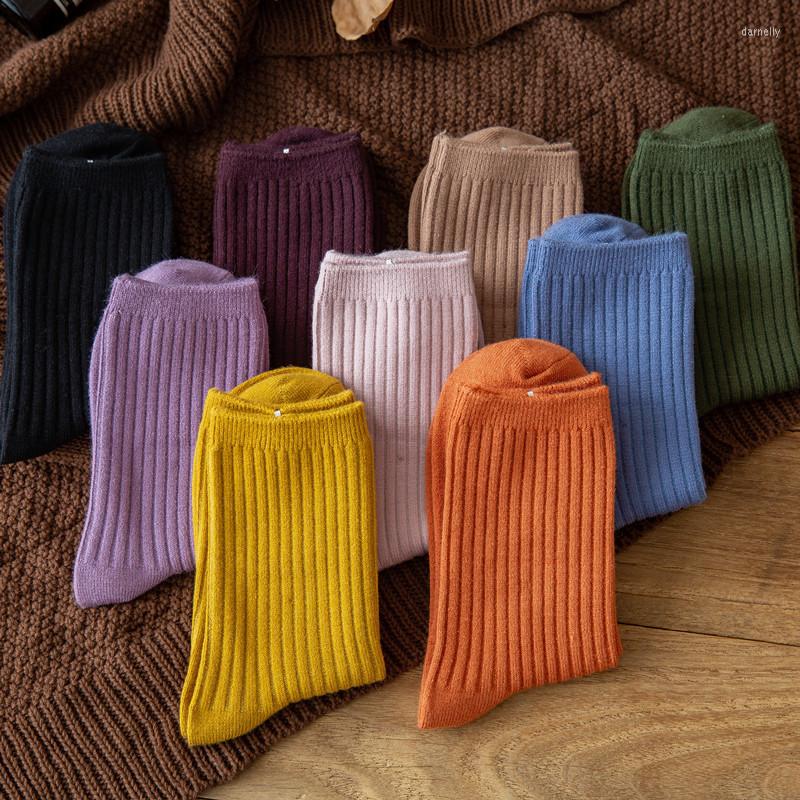 

Men's Socks Women's Cotton Fashion Stripe Imitation Cashmere Medium Tube Soft Comfortable Double Needle Thickened Female's, Black