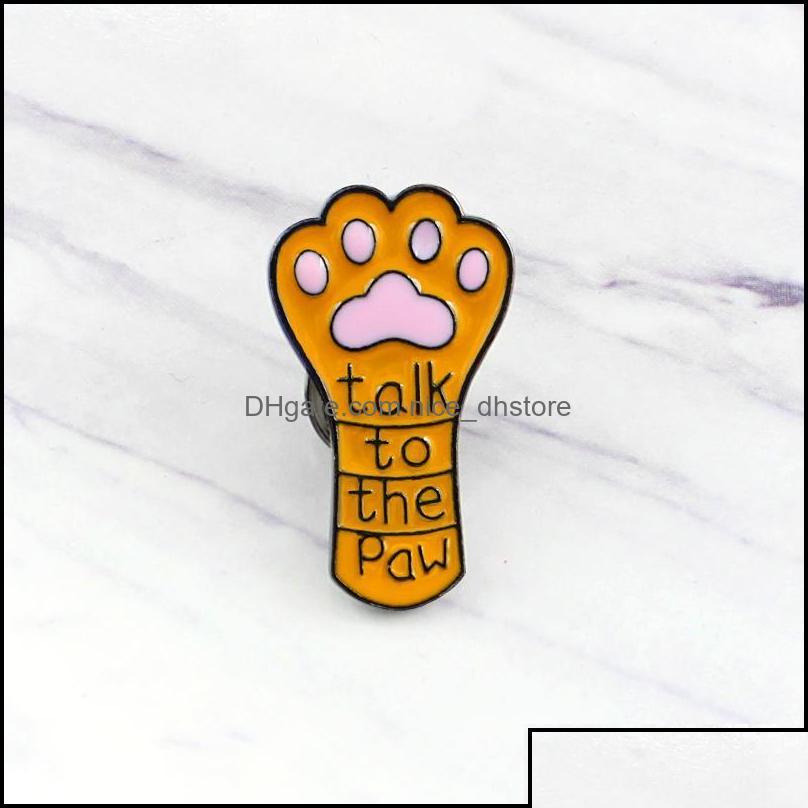 

Pins Brooches Pins Brooches Jewelry Dog Claw Brown Talk To The Paw Personality Creative Decoration Special Cartoon Lapel Denim Badg Dhl9C