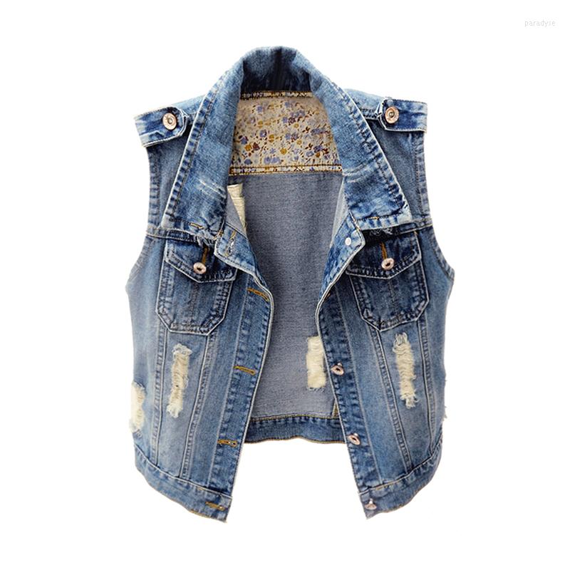 

Women's Vests Denim Vest Korean Spring Women Coat Sleeveless Autumn Jacket Female Casual Gilet Chalecos Para Mujer, Sky blue