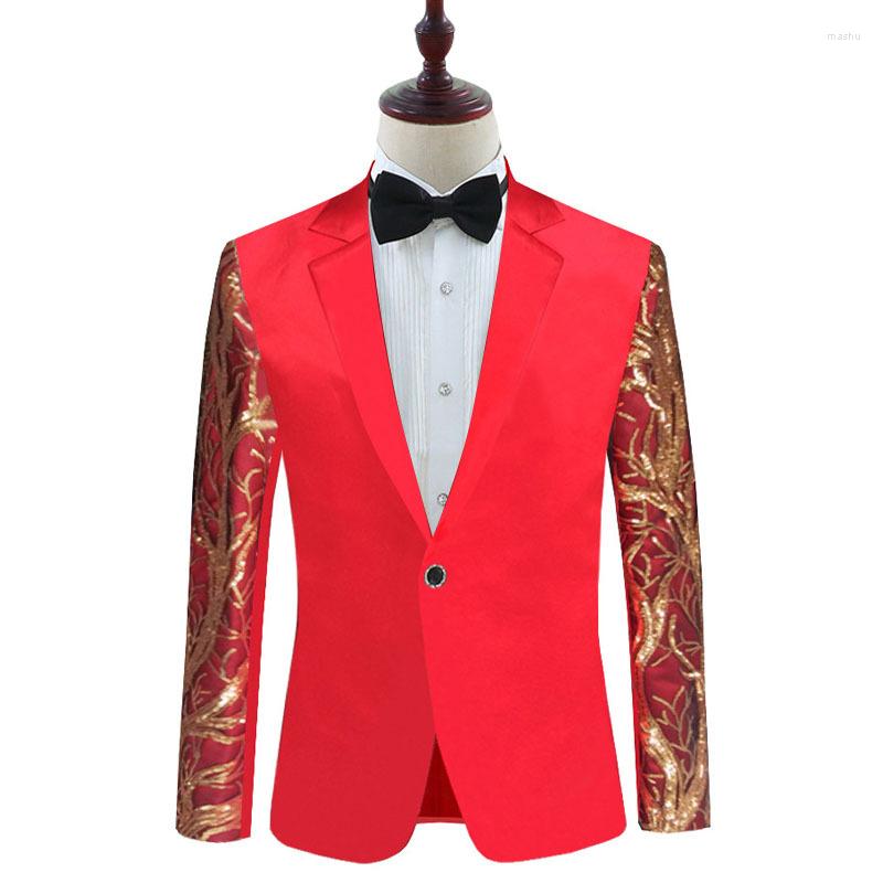 

Men's Suits Embroidered Sequin Solid Color Slim Fit Long Sleeve Blazers Men Arrival Quality Polyester Skin-Friendly Costume Homme -4XL, Picture shown