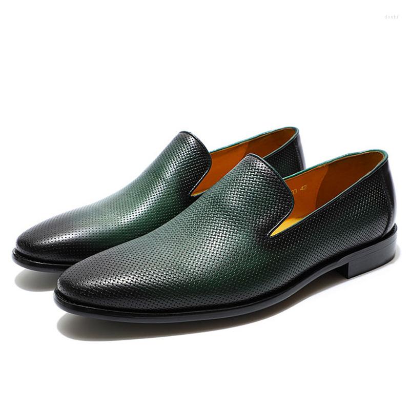 

Dress Shoes FELIX CHU Italian Mens Loafer Leather Green Casual Slip-On Genuine Wedding Party Formal Suit Shoe For Men, Black