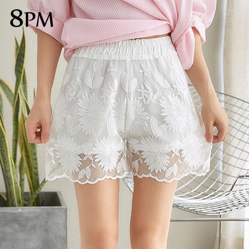

Women's Panties Summer Women Safety Shorts Elegant Lace Elastic Waist Sexy Pants White Sleep Bottoms Pajamas Ouc1098