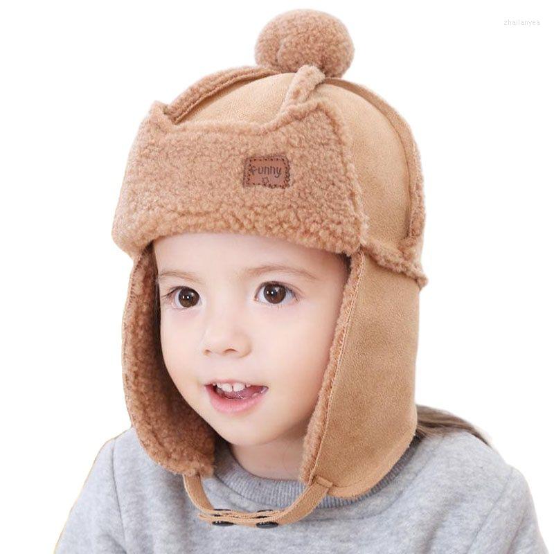 

Berets Doit 2 To 6 Years Old Baby Boy Bomber Hat Soft Fur Inside Winter Beanies Child Thicken Ears Hats Kids Girls Earflap Caps, Black