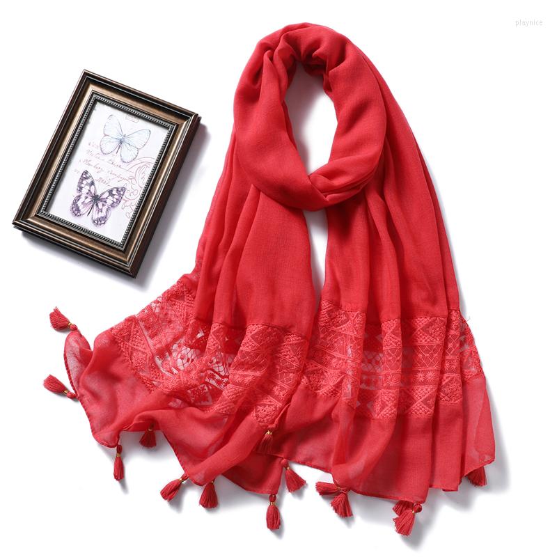 

Scarves Fashion Cotton Hollow Hijab Scarf For Women Foulard Shawls Wraps Soft Tassel Pashmina Muslim Female Headscarf Headband Turban