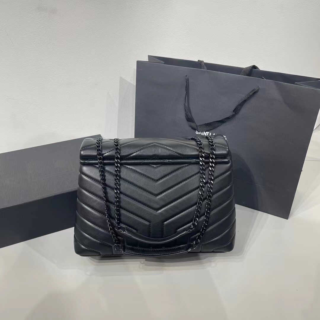 

Evening Bags TOP QUALITY LOULOU FASHION WOMEN luxurys designers bags real leather Handbags messenger cros, Black chain