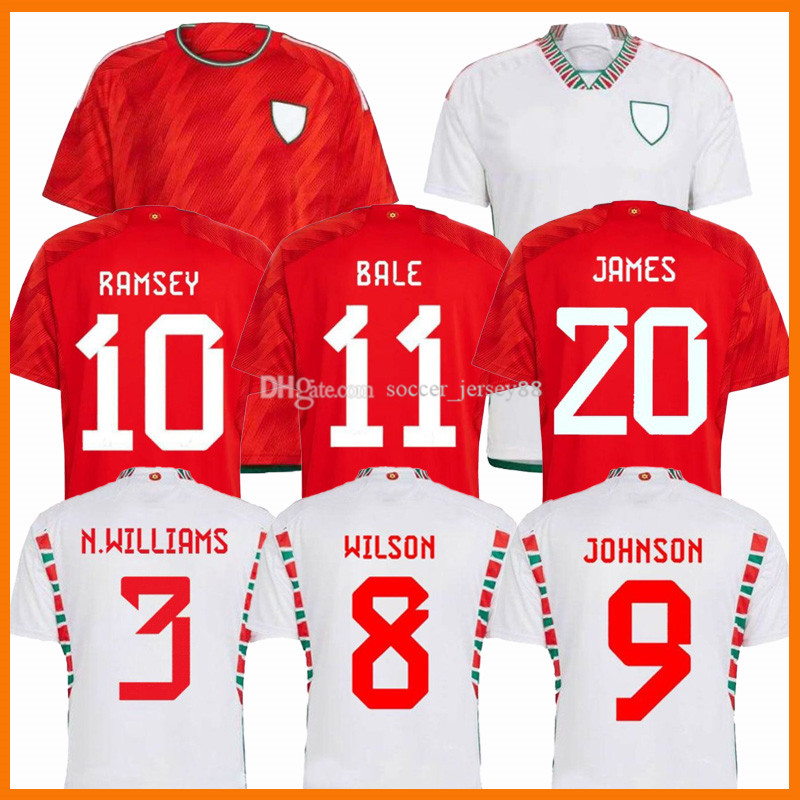 

2022 2023 Wales soccer jerseys 22 23 BALE ALLEN James Ben Davies Wilson camisetas home RED away white maillot jersey 2022-23 uniforms football shirts, Men home