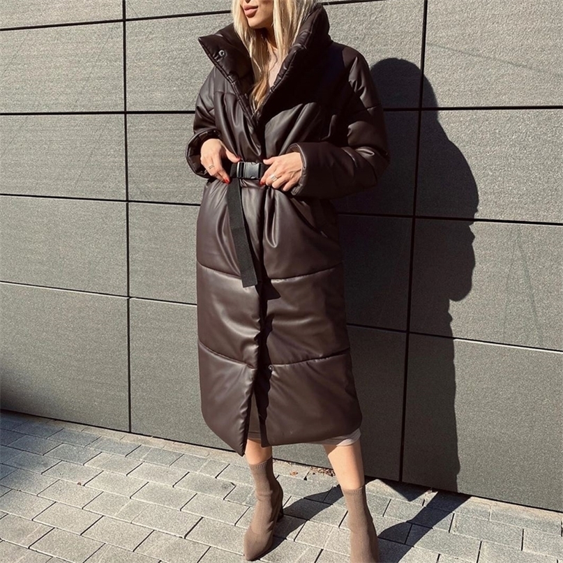 

Women' Down Parkas Malina Winter Fashion Straight Loose Coats Elegant Pockets Long Cotton Jackets Female Ladies JM 221010, Darkbrown