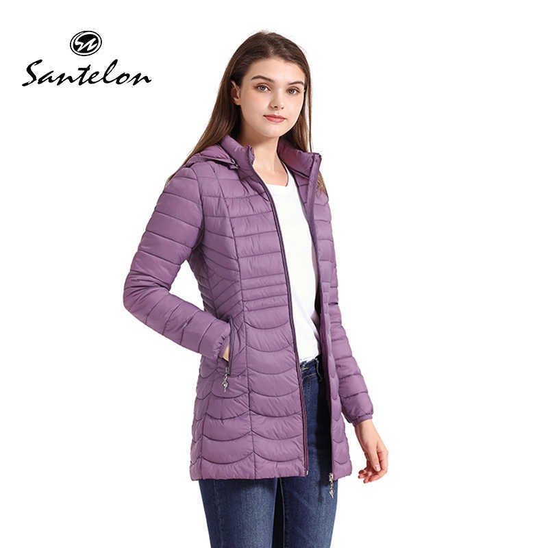 

Women' Down Parkas SANTELON Women Long Warm Parka For Women Ultralight Padded Puffer Jacket Coat With Detachable Hood Lightweight Outwear Clothing T221011, Purple