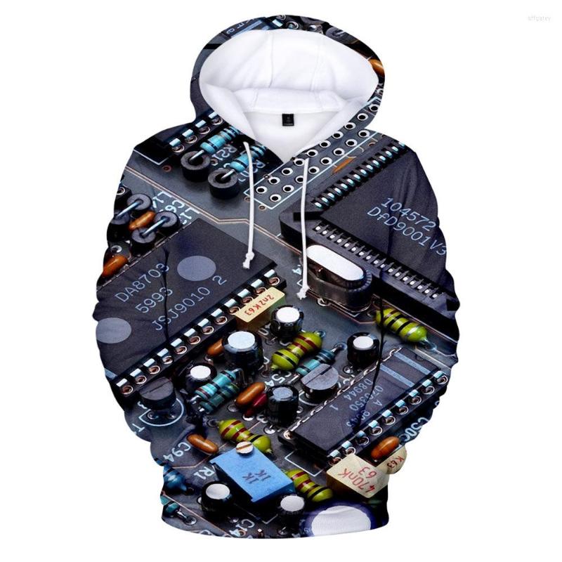 

Men's Hoodies Electronic Chip 3D Printing Hoodie Women's Fashion Casual Harajuku Pullover Unisex Hip Hop Oversized Zip, Dark grey