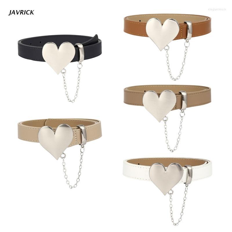 

Belts Waist Chain For Women PU Leather With Heart Buckle Hip Hop Jean Summer Skirt Dress Decors, White