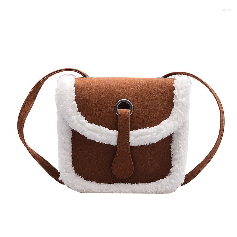 

Evening Bags Fall And Winter Plush Bag Fashion Messenger Retro Saddle, Black