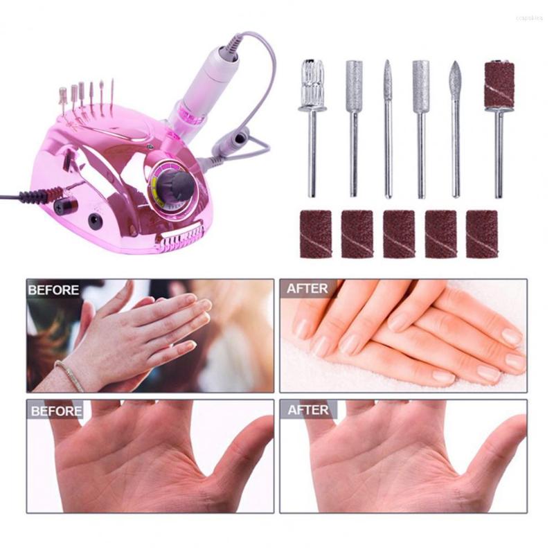 

Nail Dryers 1 Set Good Portable Electric File With 6 Drill Bits Kit Plug-and-Play Labor-saving Polishing Machine, Pink
