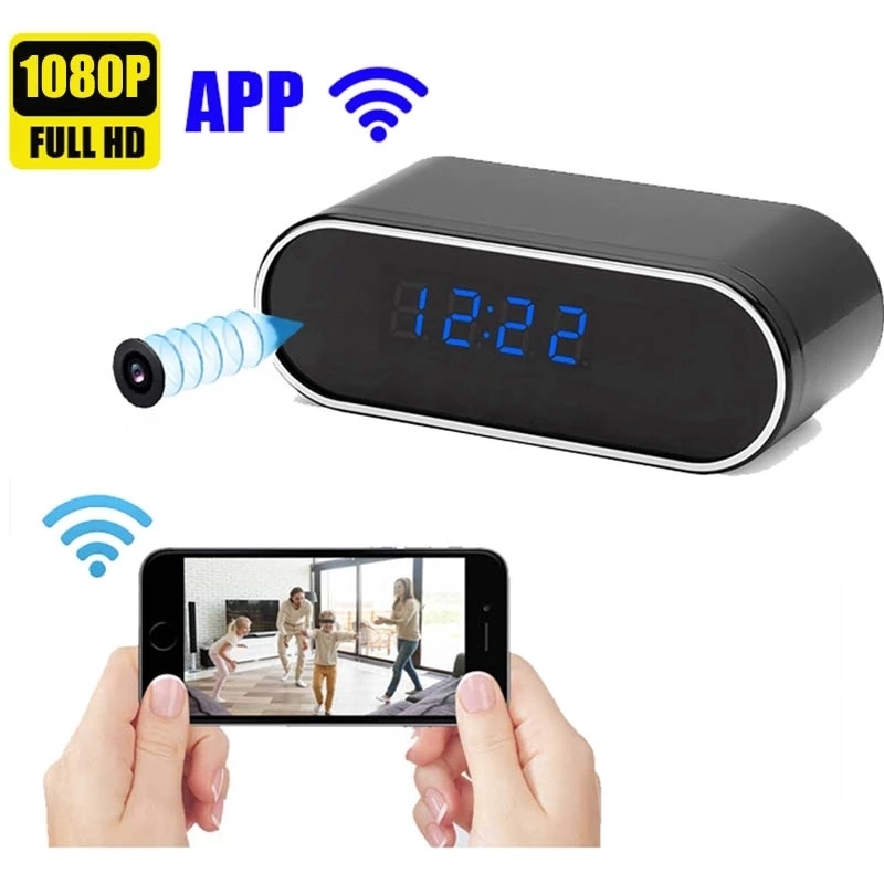 

Other Electronics HD 1080P Clock WiFi Camera Mini IP P2P Surveillance camera Infrared Night Vision Alarm Motion Remote CCTV Camera hidden TF card 221011