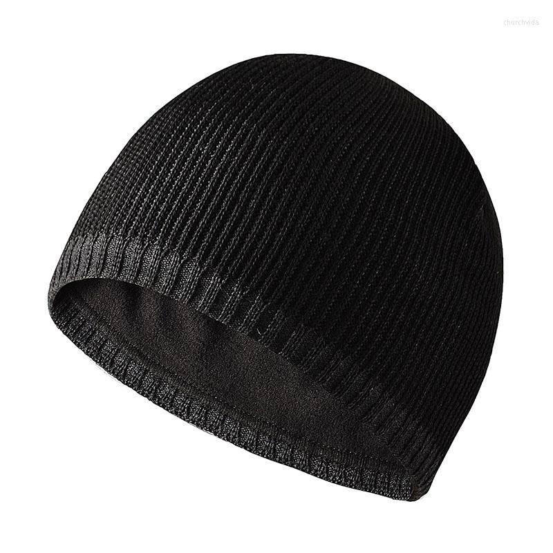 

Berets Fashion Women Men Autumn Winter Warm Skullies Beanies Plus Velvet Knitted Hats Male Outdoor Windproof Thick Hedging Caps, Black