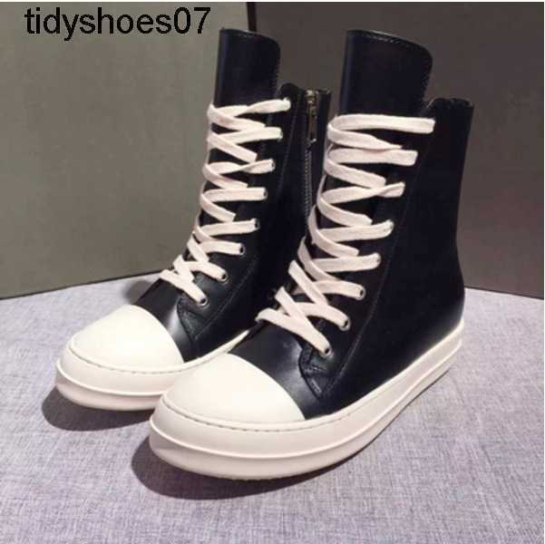 

designers Ro shoes men's milk fragrant thick soled high top canvas 2022 five-star sports leisure height wax cloth dark tide, Leather (ordinary version)