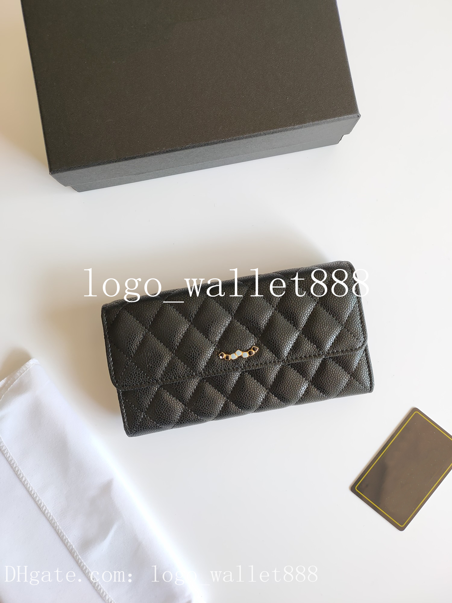 

Authentic CC Logos Quilted Long Wallet Purse Lamb Leather Classic two-fold long purses 2956, Contact me(physical picture of wallet)