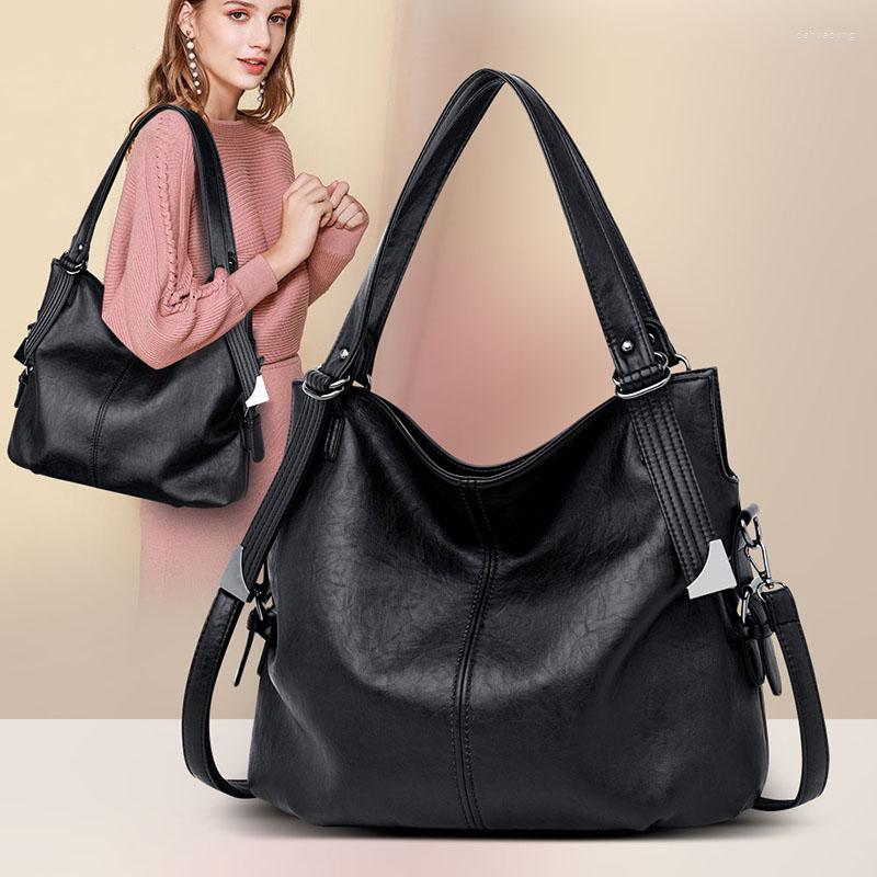 

Evening Bags 2022 Large-capacity Ladies Handbags High Quality Leather Messenger Luxury Shoulder Large Travel, Black